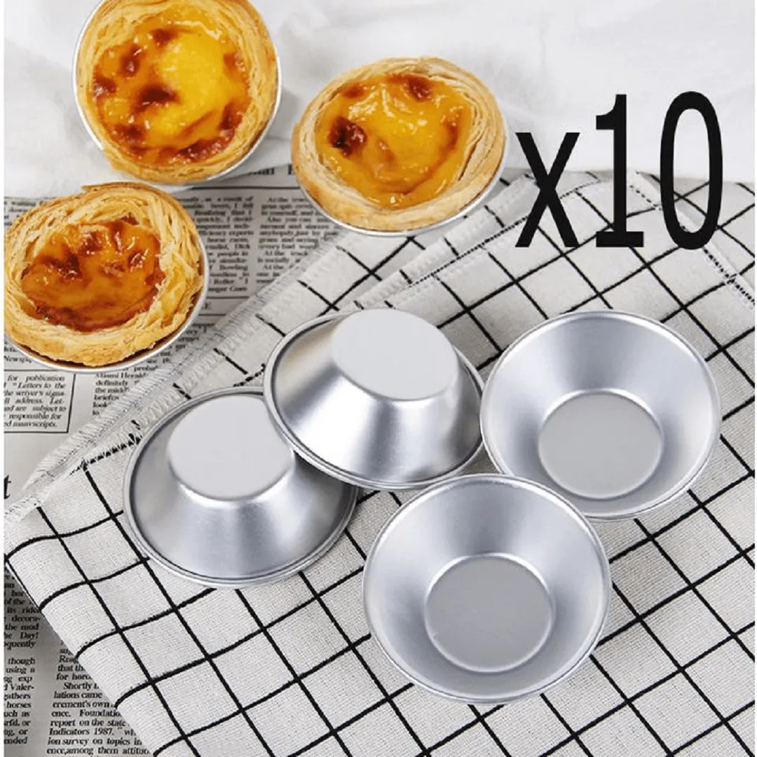 10pcs mini moule à tartes aux œufs moule rond en alliage d'aluminium