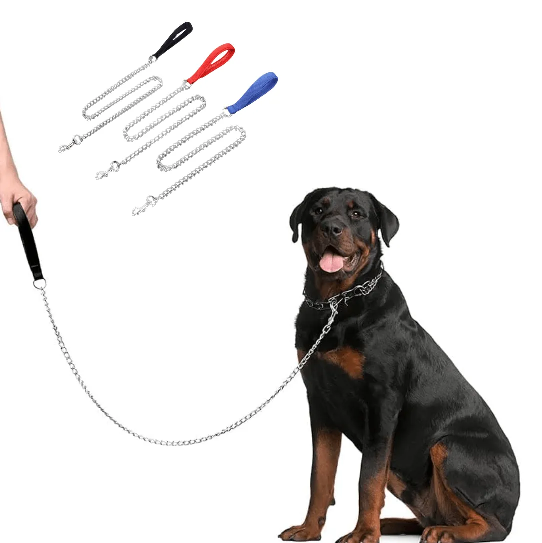 Laisse de chien solide et réglable en acier inoxydable 1m (colleur aléatoire)