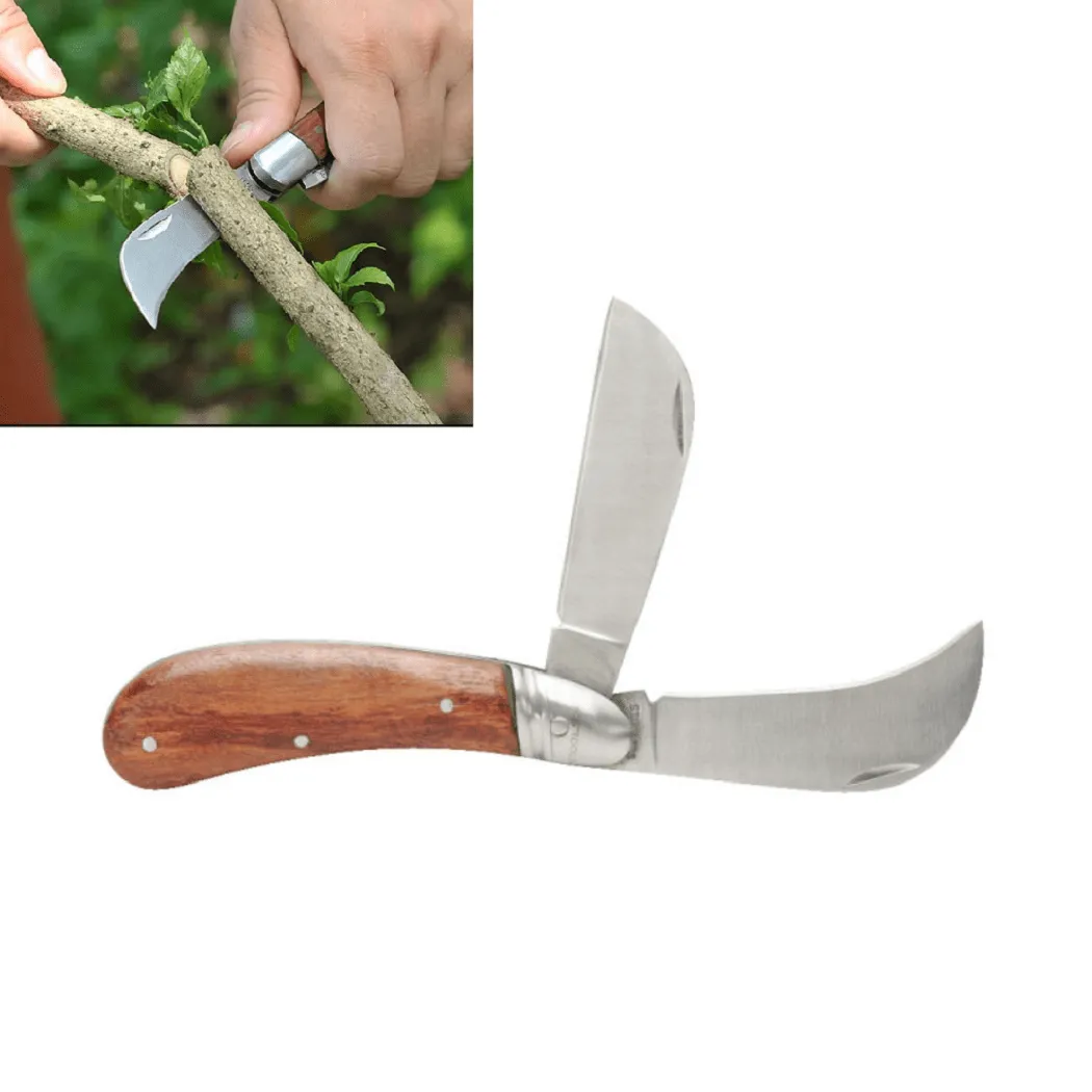 Couteau Professionnel avec Manche en Bois et 2 Lames Polyvalent