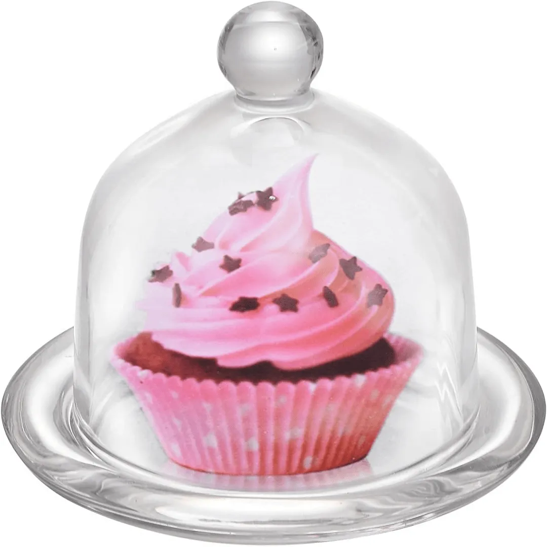 Plat de présentation rond en verre transparent avec couvercle