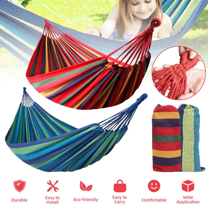 Hamac pour Camping Pique Nique Lit Suspendu Confortable (colleur aléatoire)