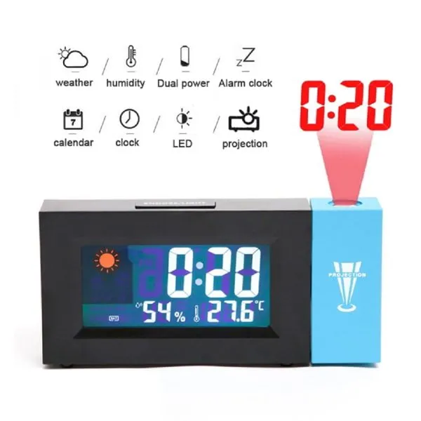 Horloge météo électronique à écran couleur de projection de prévisions météorologiques