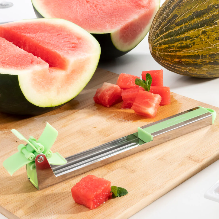 Trancheuse à pastèque en forme de moulin à vent, en acier inoxydable, pratique pour découper les fruits