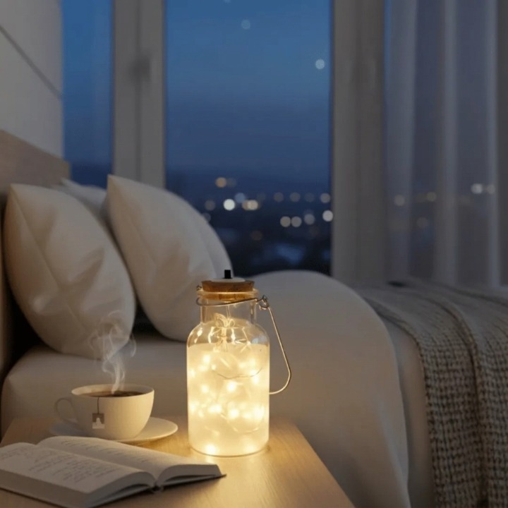 Lampe LED veilleuse en bocal décoratif, style commémoratif