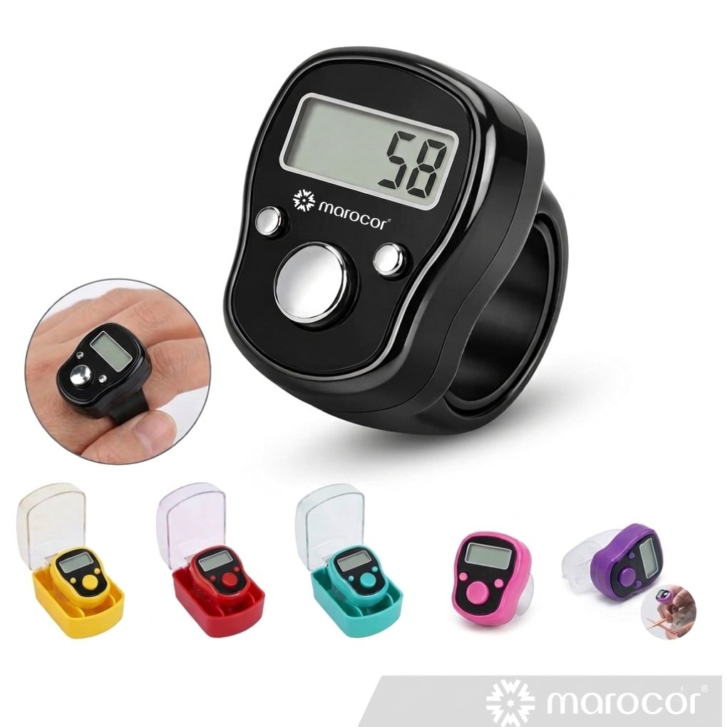 Compteur électronique de Tasbih numérique avec boîte, réinitialisable et adapté à la main (colleur aléatoire)