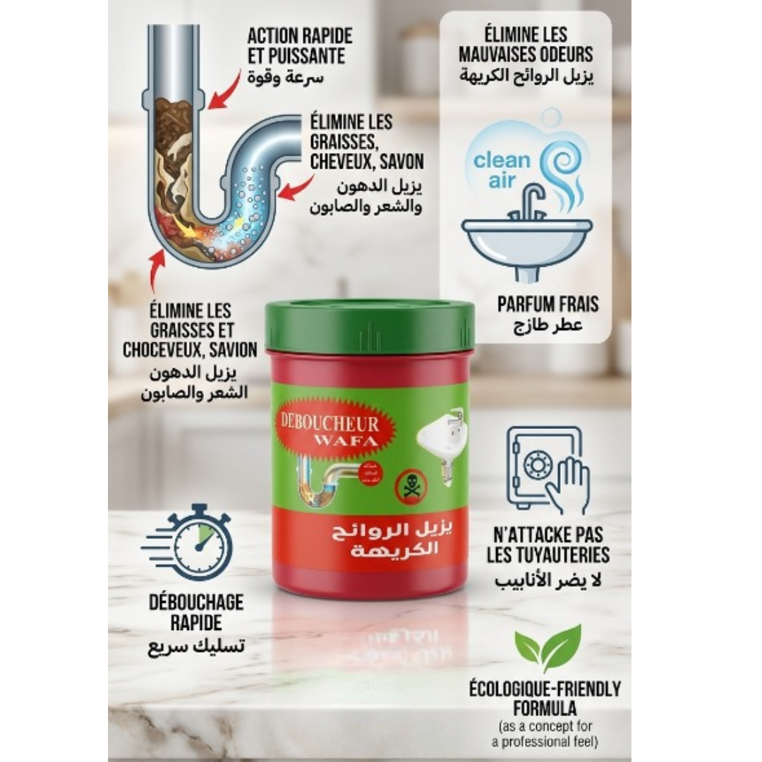 Produit concentré pour déboucher les canalisations, efficace et multifonction