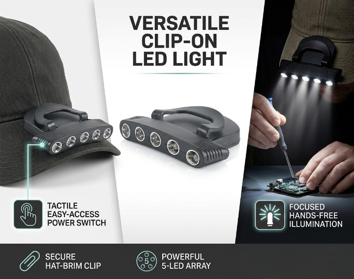 Lampe frontale ajustable pour chapeau avec éclairage puissant