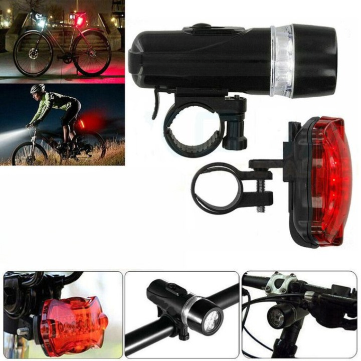 Kit d’éclairage LED pour vélo avec lampe avant et feu arrière pour conduite nocturne