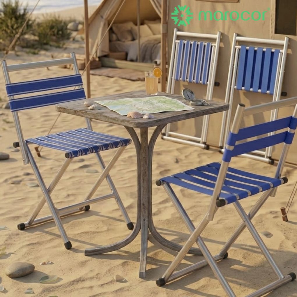 Chaise de Camping Pliante Tabouret Pliant Portable Camping Pique-Nique en Plein air avec Tabouret arrière