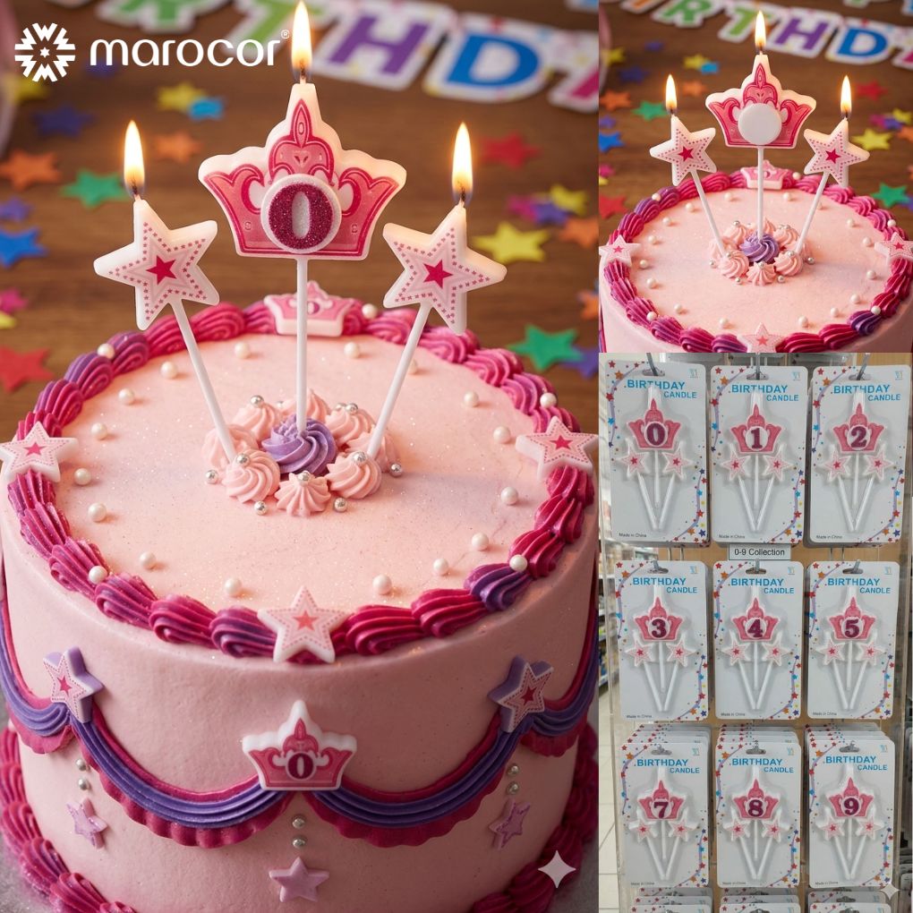 bougie couronne Rose Douceur de Princesse : Couronne et Étoiles Scintillantes