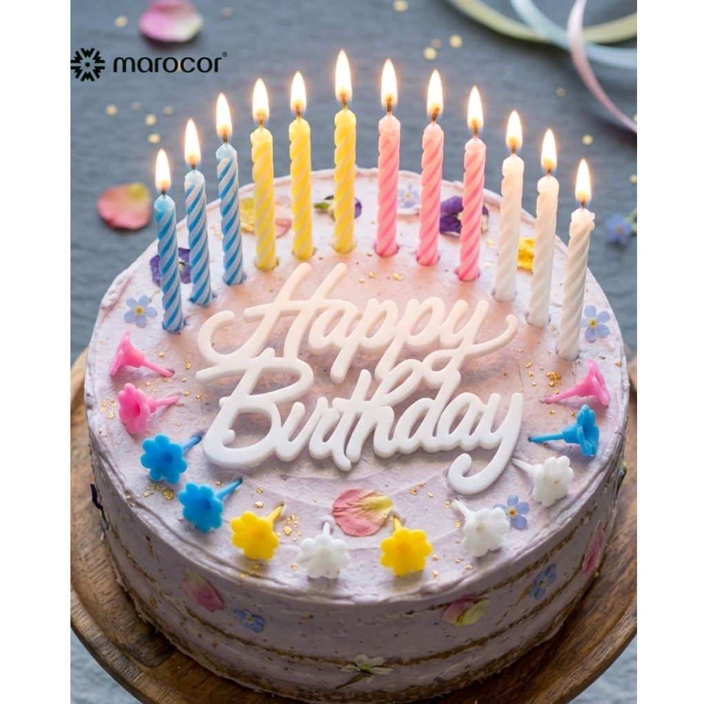 et de 12 bougies d'anniversaire spirales pastel et élégant Happy Birthday