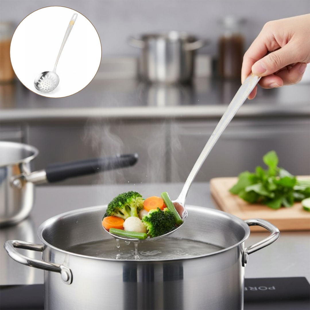 Écumoire de cuisine en acier inoxydable perforée pour cuisson et égouttage