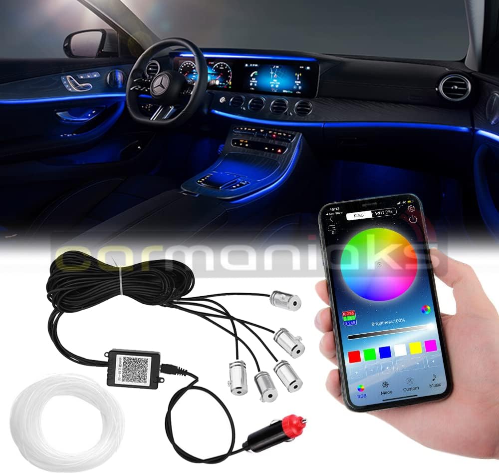 Ensemble 18-en-1 de bandes LED décoratives pour intérieur de voiture