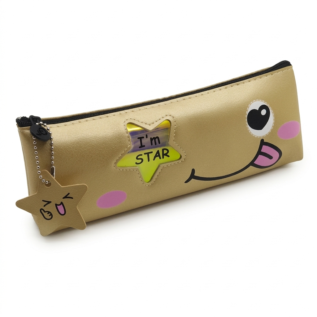 Trousse Scolaire "I'm a Star" – Effet Cuir Doré & Design Kawaii Rigolo