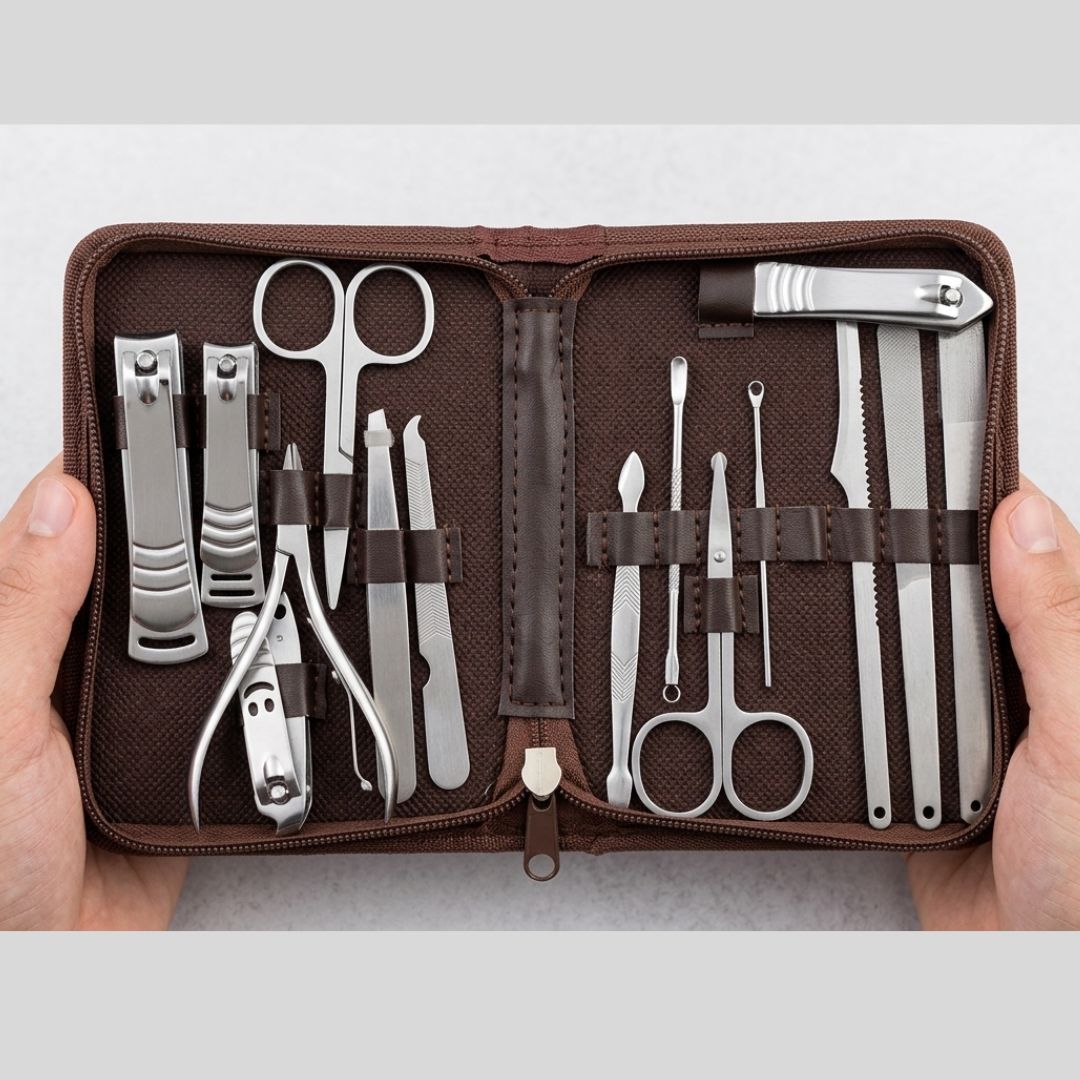 Set de Manucure et Pédicure Professionnel – Trousse Complète en Acier Inoxydable