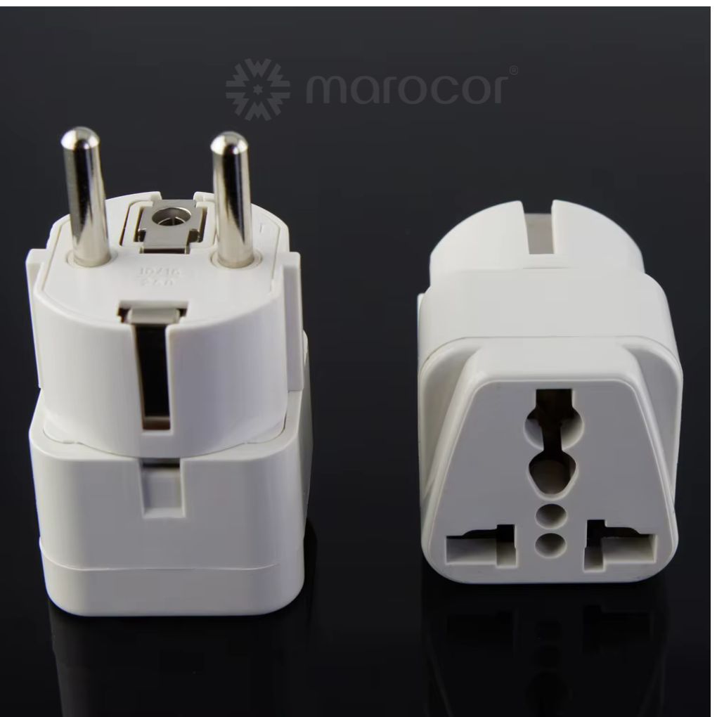 Adaptateur de Voyage Universel Premium – Prise de Terre Intégrée – Compatible Europe & Monde