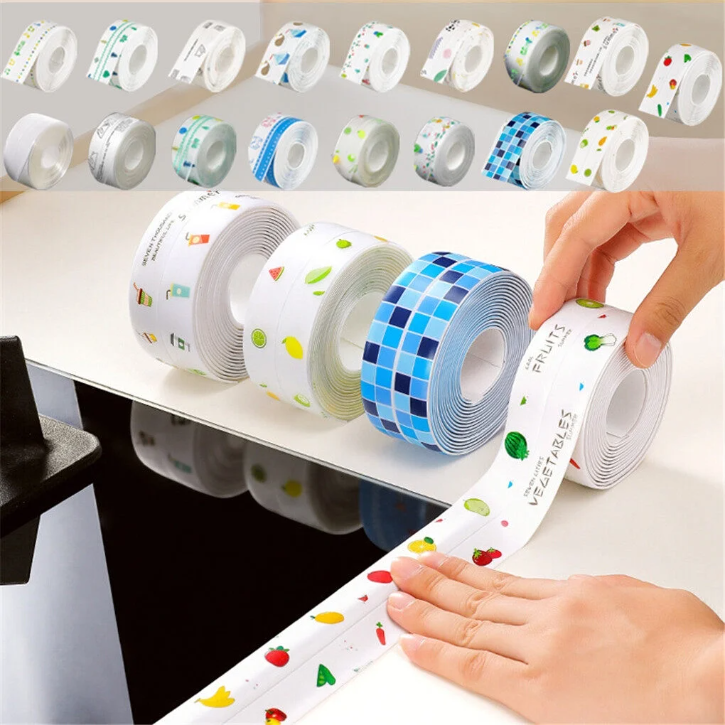Ruban étanche auto-adhésif pour joints de cuisine et salle de bain, résistant à l’eau et à l’huile (colleur désigne aléatoire)