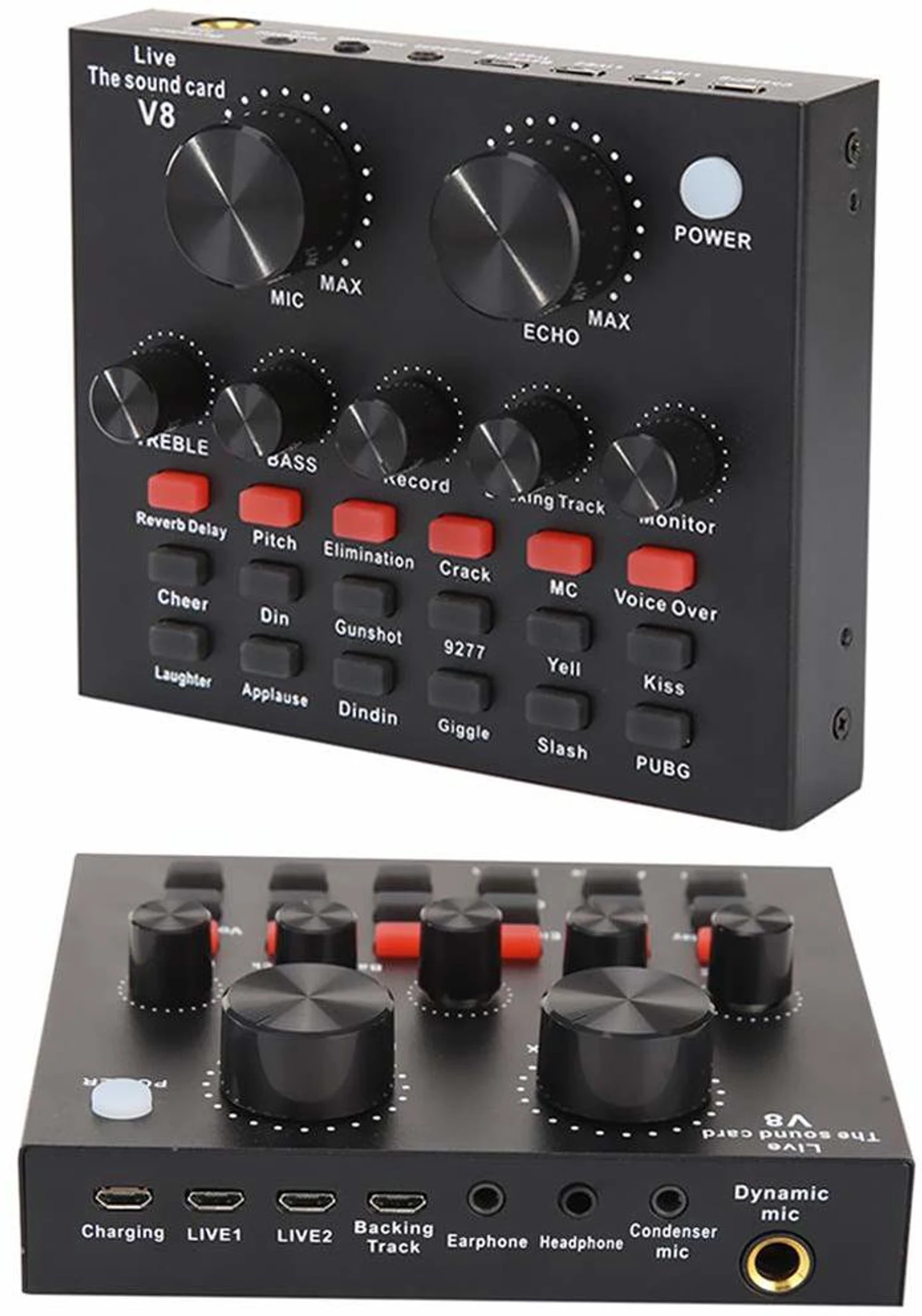 Carte de Son USB Externe V8 Audio Mixer Bluetooth - Noir