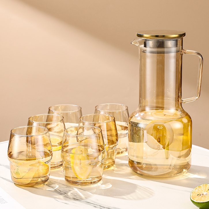 Ensemble pichet et verres en verre élégant pour maison et table basse