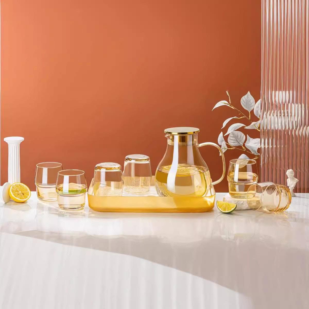 Service à boissons en verre 8 pièces avec théière, pichet et carafe