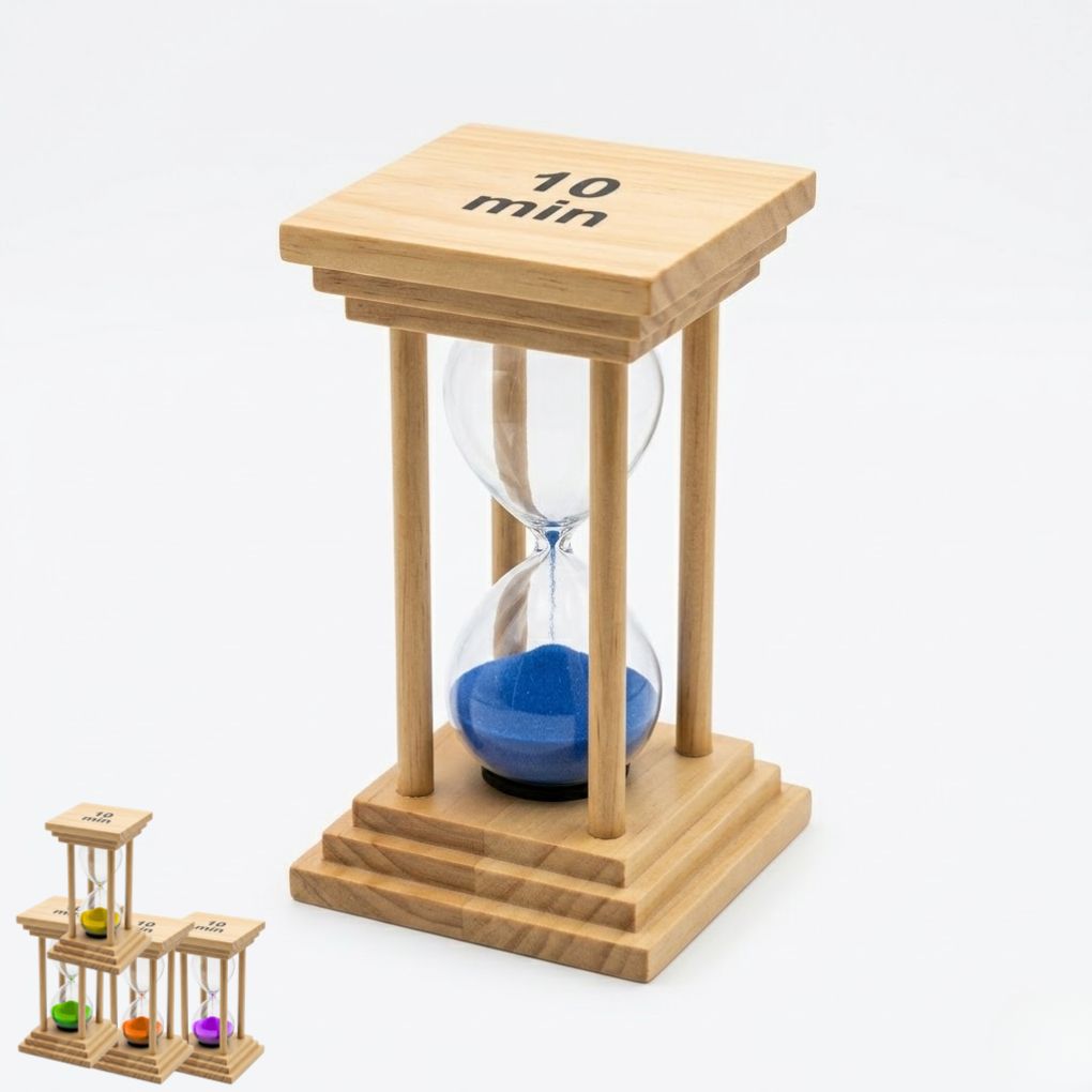 Sablier de Précision 10 Minutes – Design Architectural en Bois et Sable Royal