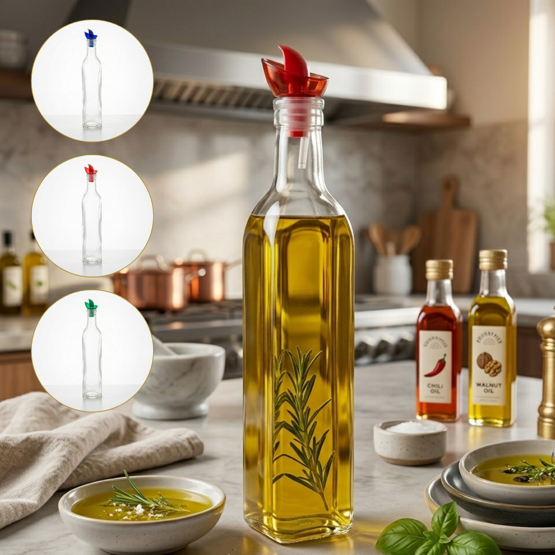 Bouteille en verre pour huile d’olive avec bouchon pratique ( colleur aléatoire)