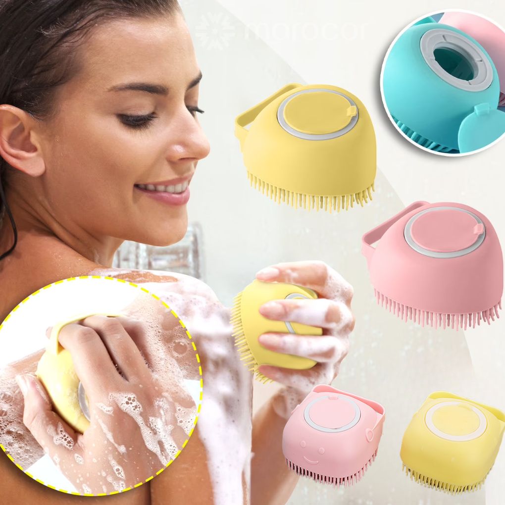 Brosse en silicone pour gommage corporel et massage relaxant sous la douche (colleur aléatoire)
