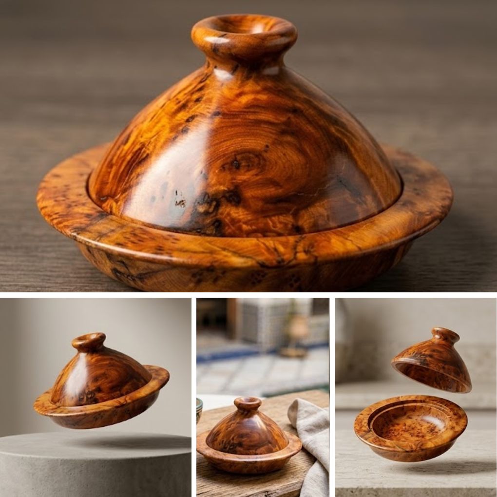 Mini Tajine en Bois de Thuya : L'Artisanat Marocain en Miniature
