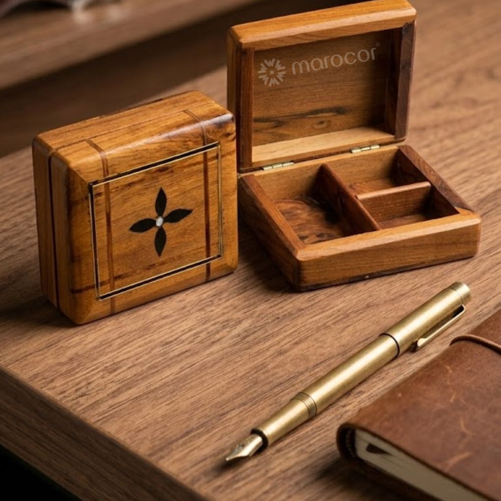 Boîte à bijoux en bois artisanale en thuya