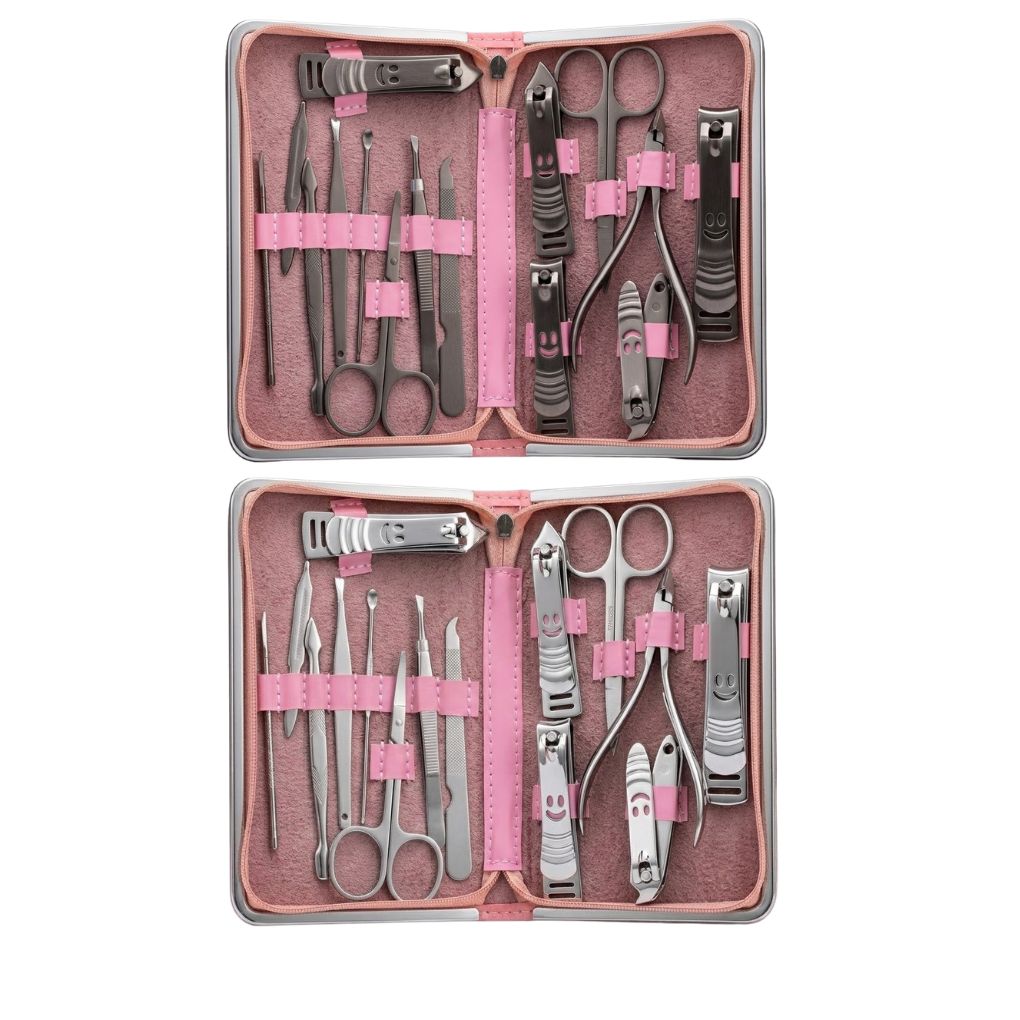 Kit Manucure et Pédicure Complet - Acier Inoxydable avec Étui de Voyage