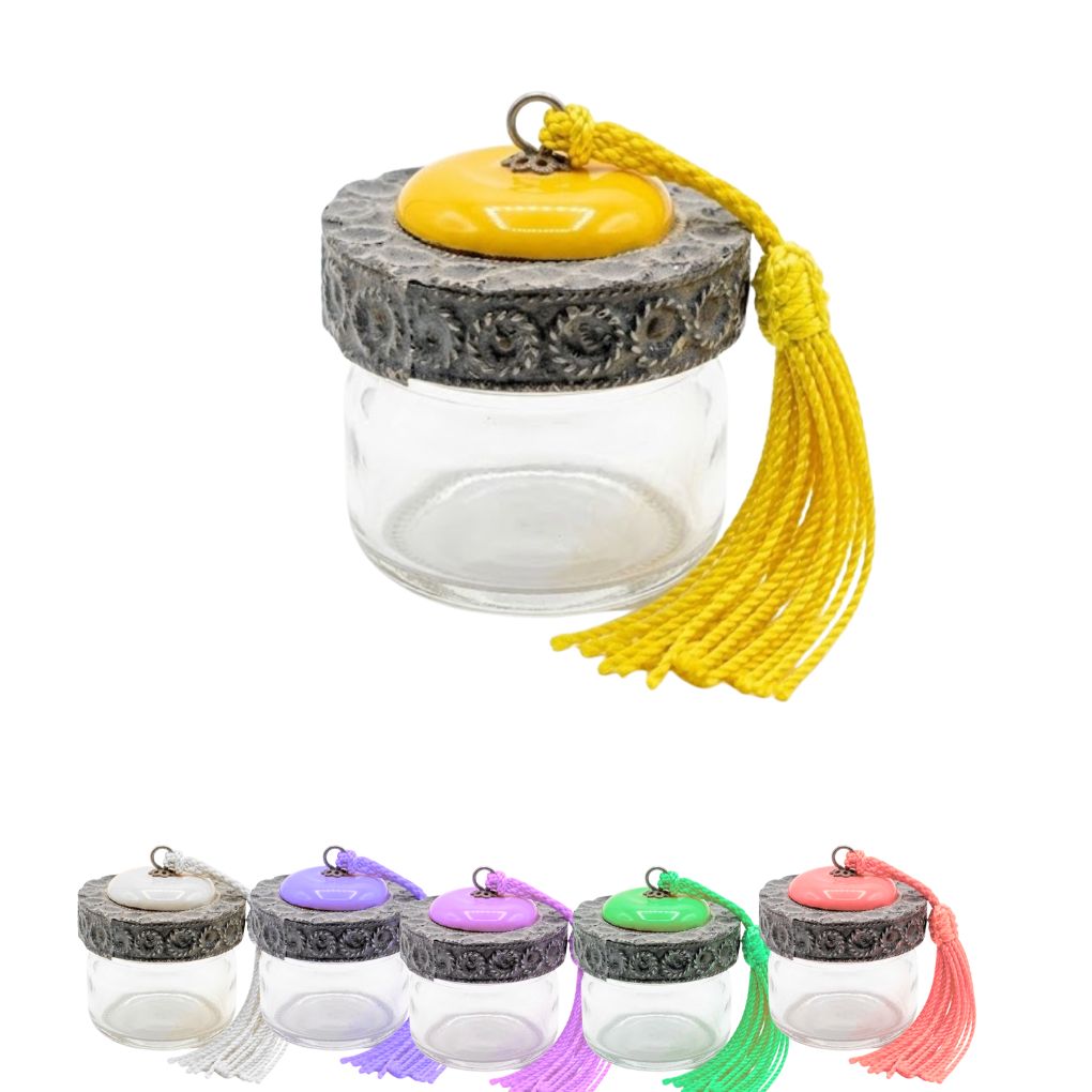 Petit Pot de Conservation Artisanal - Verre de Qualité & Couvercle Ornementé avec Pompon