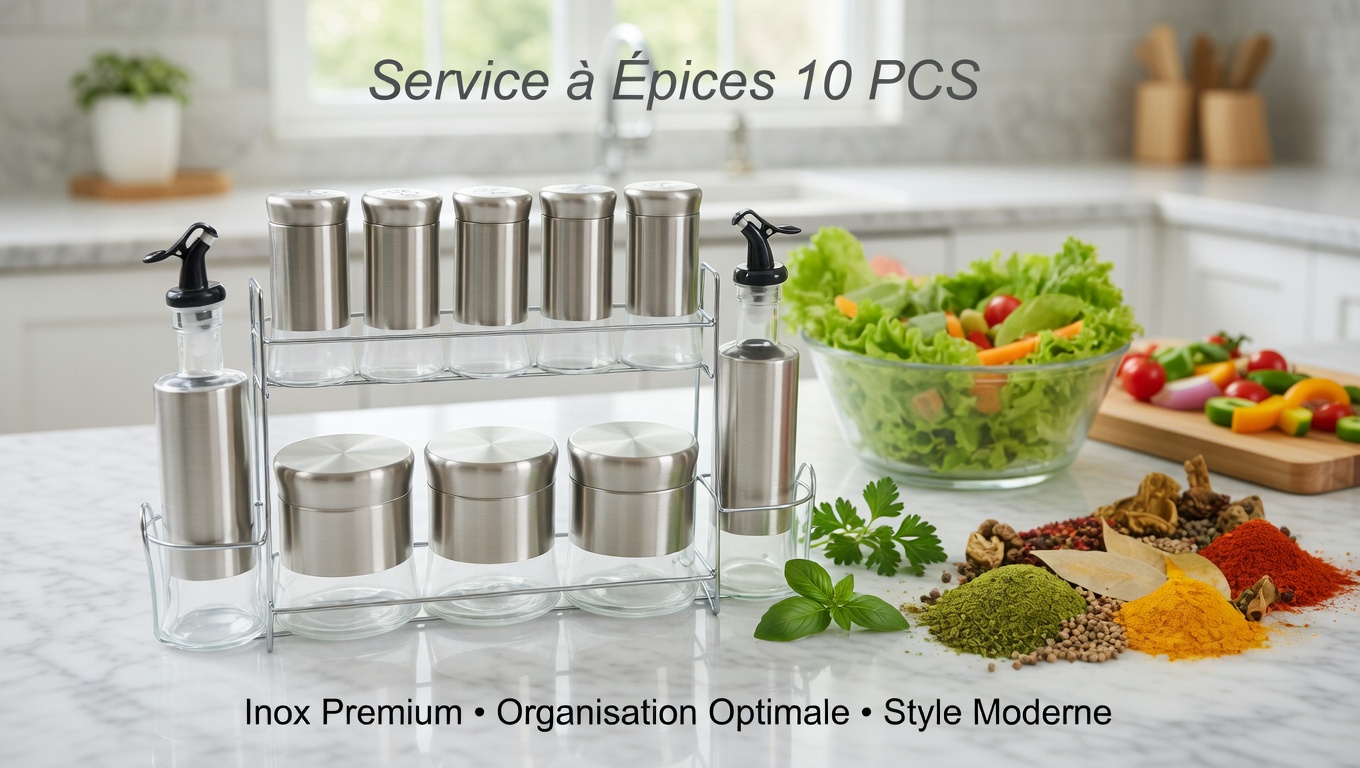 Set de bocaux pour épices, huiles et sel