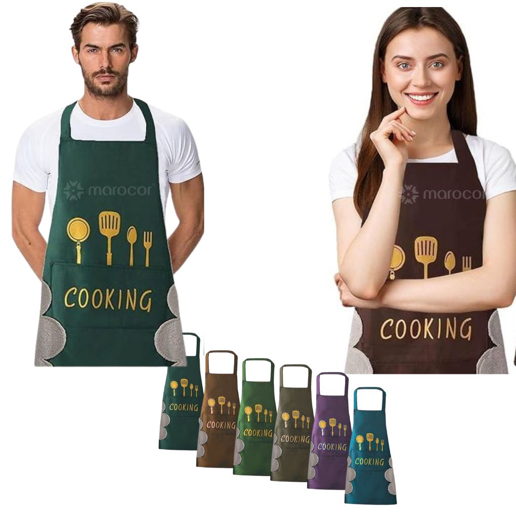 tabliers de cuisine avec poches essuie-mains, imperméables