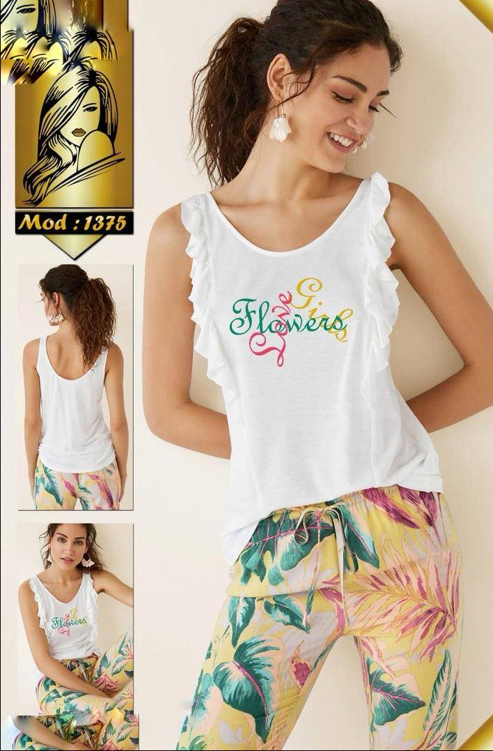 ensemble de nuit 2 pieces reine botanique T-SHIRT universel legging large imprime M/L