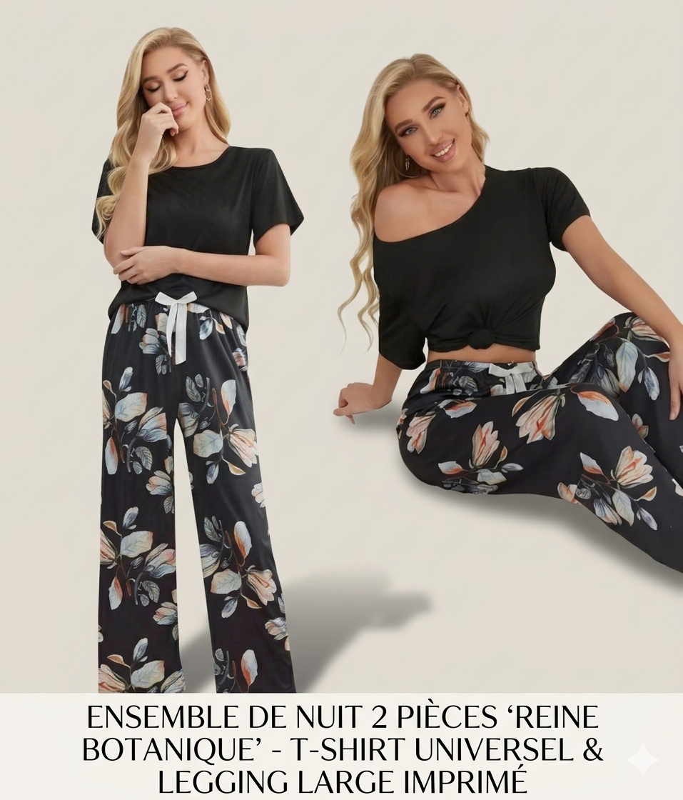 ensemble de nuit 2 pieces reine botanique T-SHIRT universel legging large imprime M/L