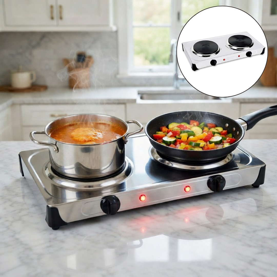 Réchaud électrique portable double plaque pour cuisine pratique et rapide