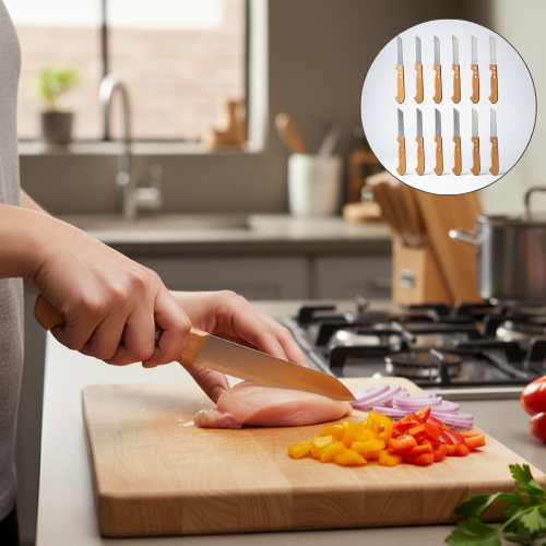 Lot de 12 couteaux en acier inoxydable pour cuisine et desserts