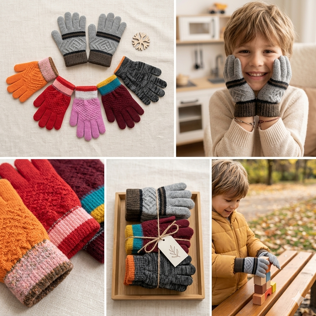 Gants d'Hiver Tricotés pour Enfants – Collection Multicolore Douceur et Chaleur