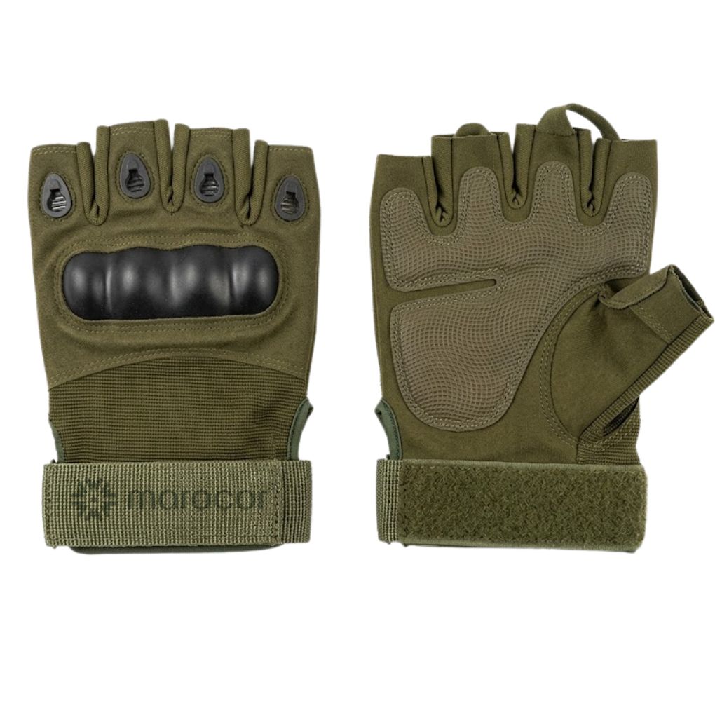 Gants Tactiques Sans Doigts "Iron Grip" – Coques Renforcées, Protection Paume et Ajustement Velcro