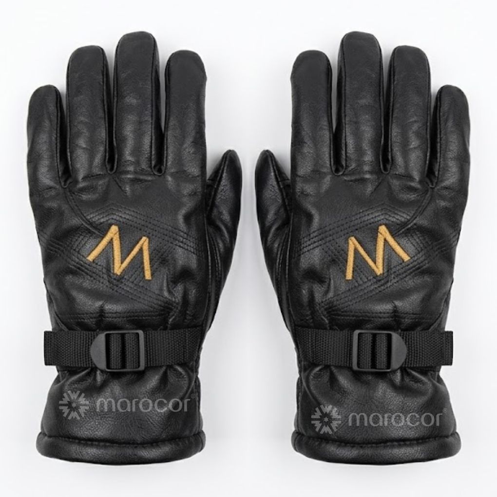 Gants d'Hiver de Luxe "Signature M" – Cuir Noir Premium, Isolation Thermique et Poignet Ajustable