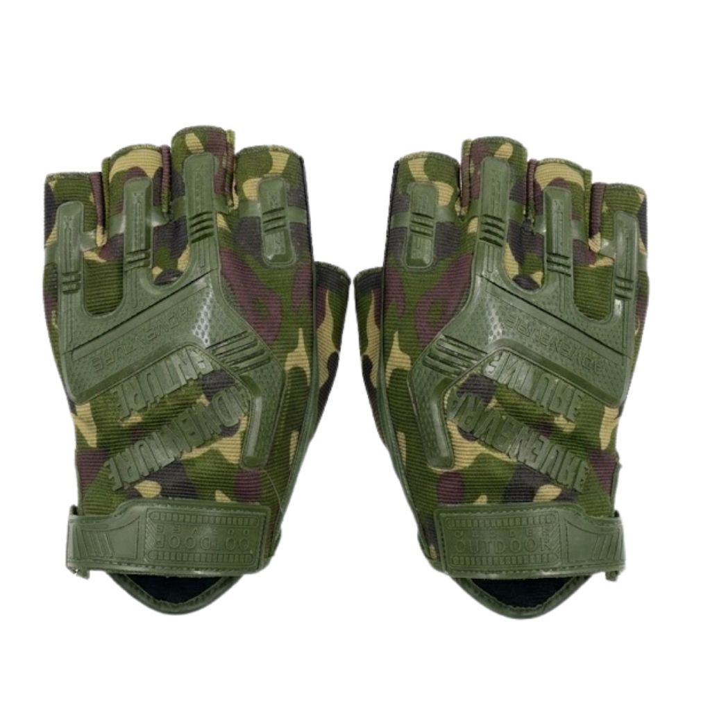 Gants Tactiques Sans Doigts "Adventure Camo" – Protection Articulée et Design Militaire