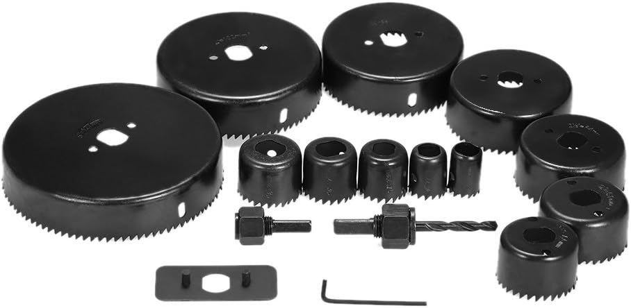 Kit de 16 scies cloches pour la découpe et le perçage du bois et Plâtre , diamètres 3/4" à 5".