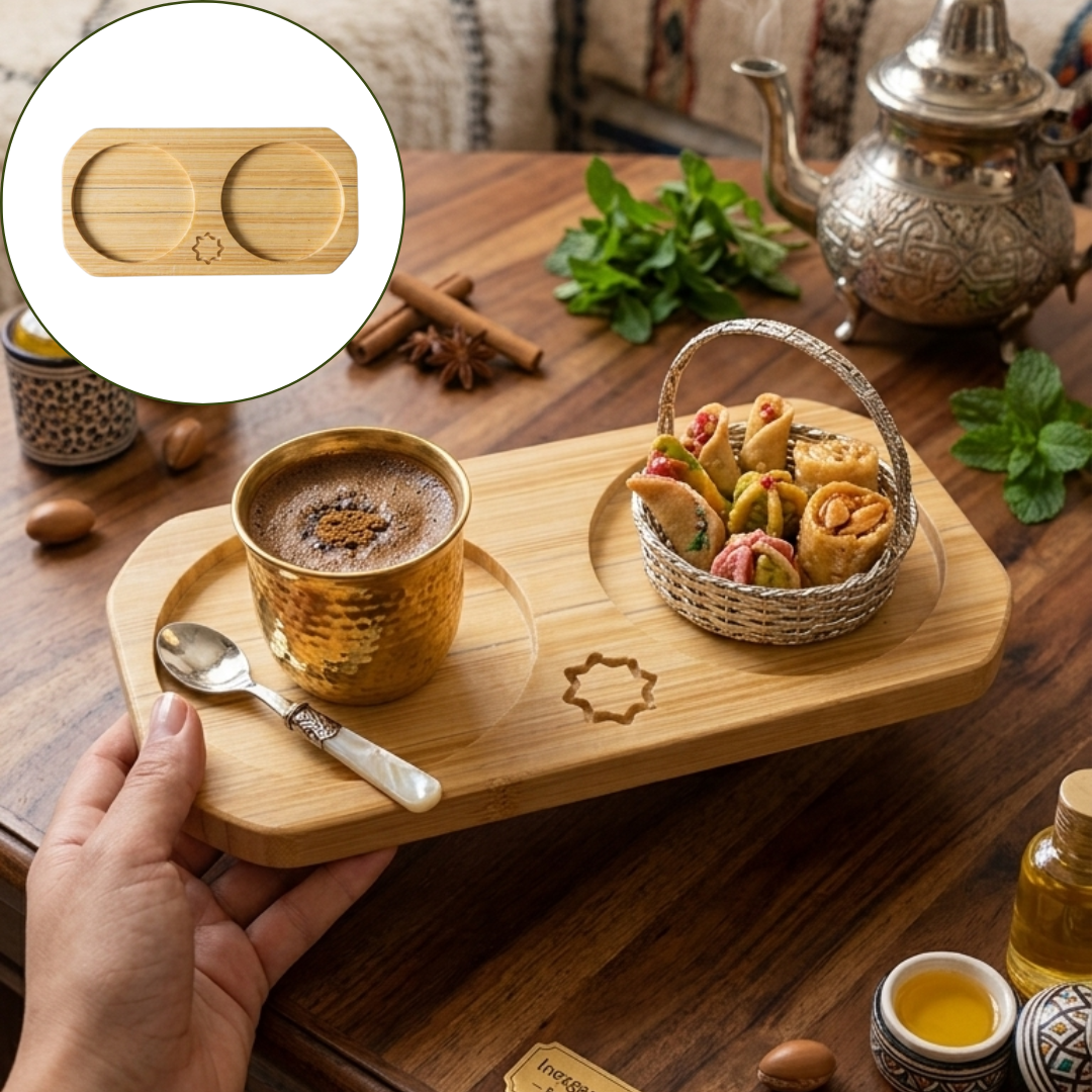 Support en bois avec double compartiment pratique