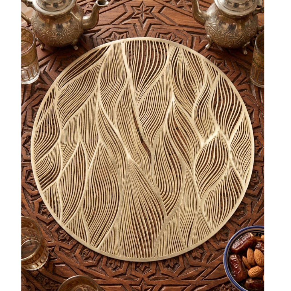 Set de table décoratif circulaire au design de vagues artistiques nappe