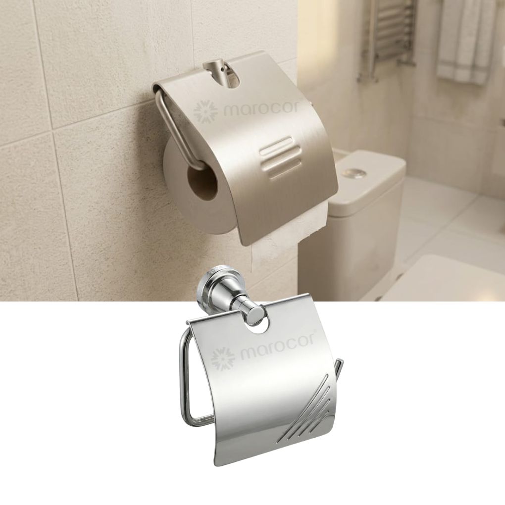 Support Mural pour Papier Hygiénique avec Rabat de Protection Humidité porte-rouleau de papier toilette,