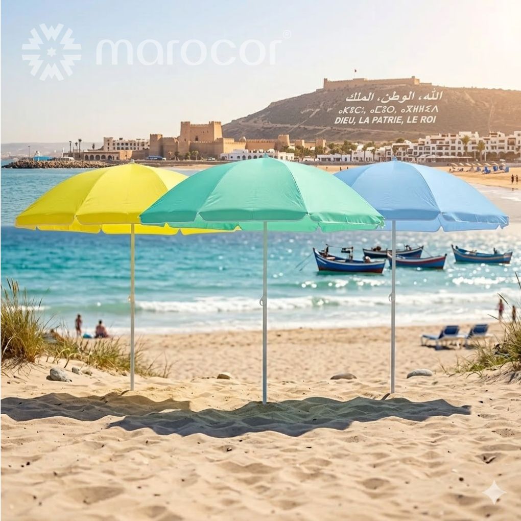 Parasol de Plage Ronde en Toile Inclinable 170 cm