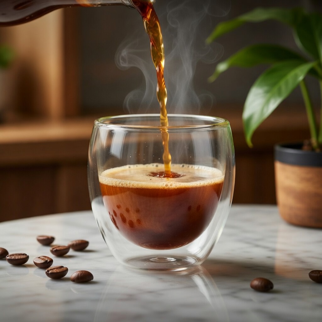 1 tasse à double paroi en verre, pour boissons chaudes et froides