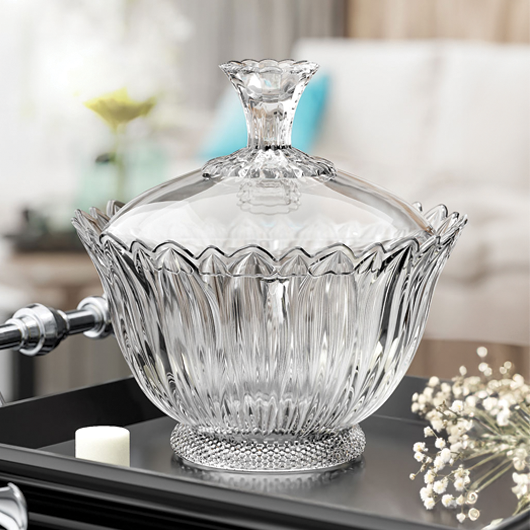Bonbonnière élégante en verre pour confiseries et décoration