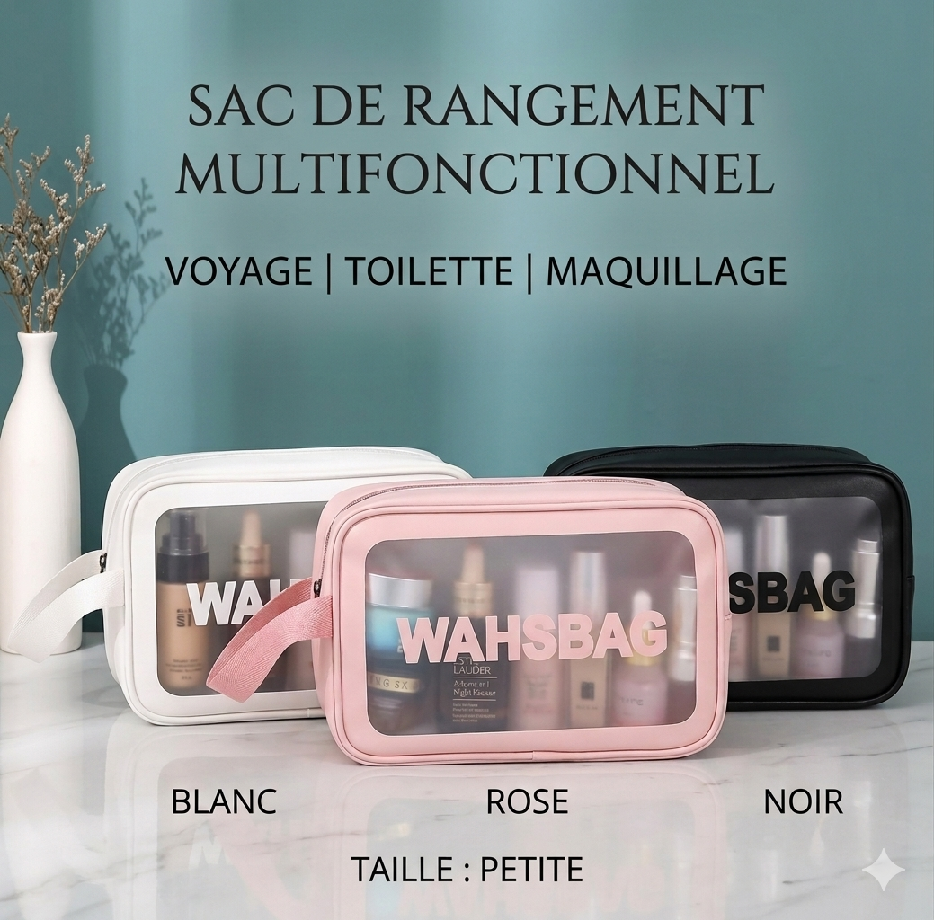 1 trousses de maquillage portables, transparentes et imperméables, idéales pour les voyages et les articles de toilette -coleur aleatoire