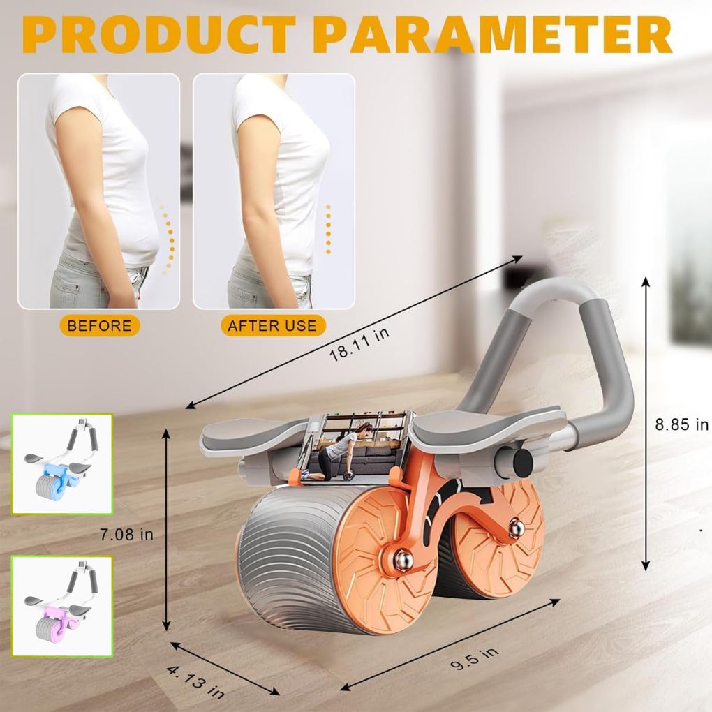 Rouleau d'exercice pour l'Abdomen avec Support de Coude et minuterie pour hommes et femmes
